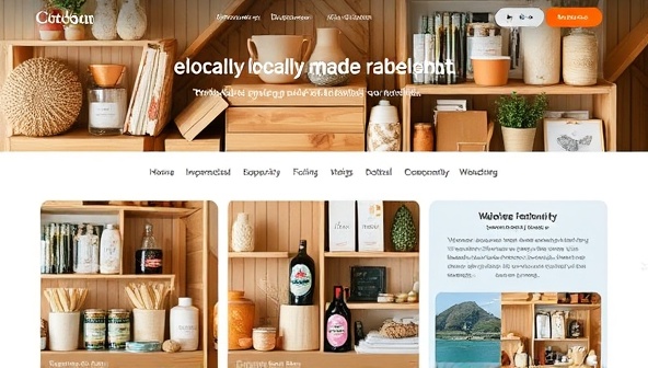 An online marketplace homepage featuring a diverse array of locally-made products, vibrant community testimonials, and interactive features that encourage users to explore and shop while supporting local artisans and businesses.