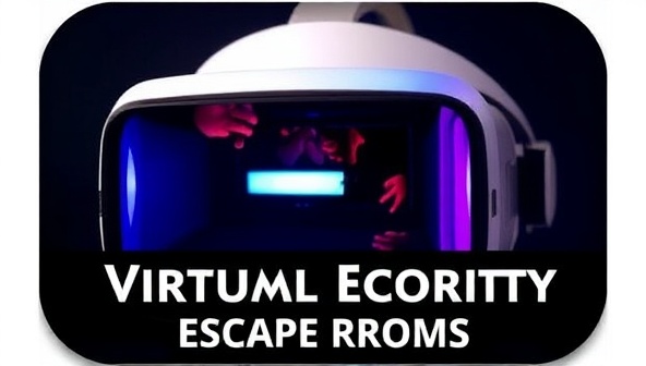An image of a virtual reality headset with colorful graphics and a futuristic design, showcasing the immersive experience players can expect in the Virtual Reality Escape Rooms.