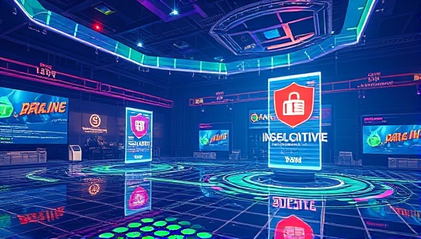 An immersive blockchain-powered gaming marketplace showcasing digital assets being securely traded through transparent blockchain transactions, highlighting the platform's security features and decentralized trading environment.