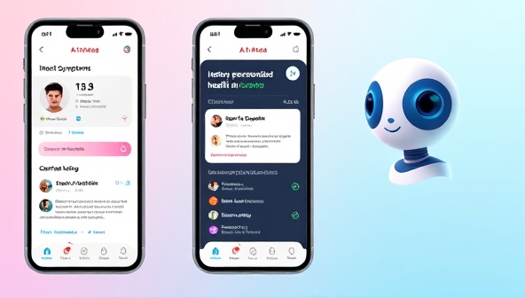 An engaging mobile app interface showcasing a user inputting symptoms and receiving instant personalized health recommendations, with a friendly AI avatar guiding the user through the process, creating a seamless and informative user experience.