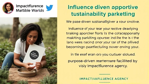 An impactful social media post featuring a collaboration between a brand and an influencer promoting a sustainability initiative, with engaging visuals and a powerful message highlighting the positive impact of purpose-driven marketing partnerships facilitated by Impactfluence Agency.