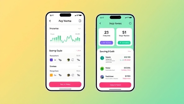 A vibrant and dynamic app interface showcasing various financial tools like income tracking, expense categorization, savings goals, and retirement planning specifically tailored for gig workers, illustrating financial empowerment and flexibility.