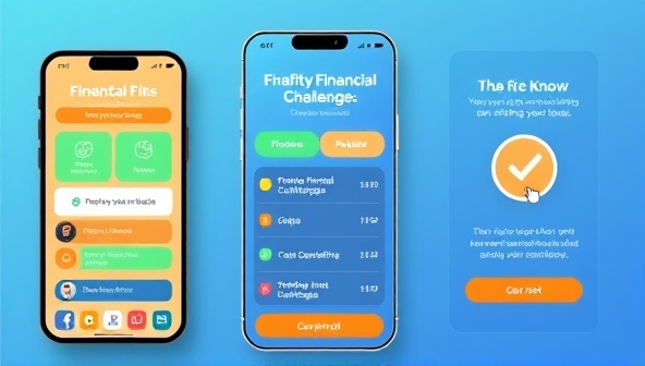 An engaging visual representation of the FinFit Challenge app interface, showcasing interactive financial challenges, progress tracking features, and gamified elements that motivate users to improve their financial fitness in a playful and rewarding environment.