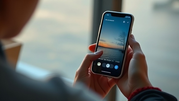 An emotionally resonant image of a person using the MindfulAI Companion app on their smartphone, engaging in a calming meditation session with serene nature visuals and soothing sounds, conveying a sense of relaxation, mindfulness, and inner peace facilitated by the app's mental wellness resources.