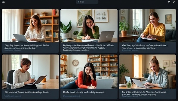 An online platform showcasing a virtual writing retreat session with multiple participants engaged in writing, chatting in breakout rooms, and receiving feedback from a writing coach, creating a vibrant and collaborative atmosphere.