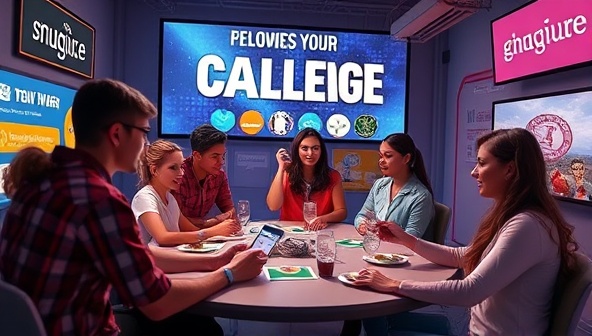 An engaging social media campaign featuring a gamified challenge where users interact with branded elements in a virtual environment, earning rewards and sharing their experiences with friends, highlighting the interactive and immersive nature of SocialXperience's social media marketing approach.