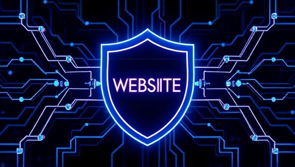 An interconnected chain of digital blocks forming a shield around a website, symbolizing the secure and tamper-proof nature of blockchain-powered web design services.