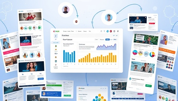 An innovative visualization of an AI-powered email marketing dashboard displaying dynamic personalization features and real-time engagement metrics, surrounded by email templates tailored to diverse customer segments, illustrating the efficiency and effectiveness of PersonalizePro.