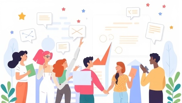 An illustration of diverse users engaging with interactive content challenges on a digital platform, showcasing the fun and engaging nature of the gamified content marketing experience.