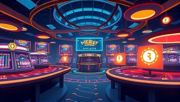 A digital illustration showing a futuristic casino environment with crypto symbols and secure transaction icons, highlighting the innovative and secure nature of BitBet Haven as a leading crypto gambling platform.