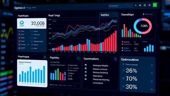 An insightful visualization of a digital dashboard displaying real-time ad performance metrics, audience targeting insights, and optimization recommendations, symbolizing the data-driven and analytical approach of OptiAd Insights in programmatic advertising consultancy and campaign optimization.