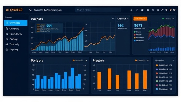 An AI-powered dashboard displaying real-time market trends, consumer sentiment analysis, and competitor benchmarks, illustrating the platform's data-rich insights and strategic value for businesses.