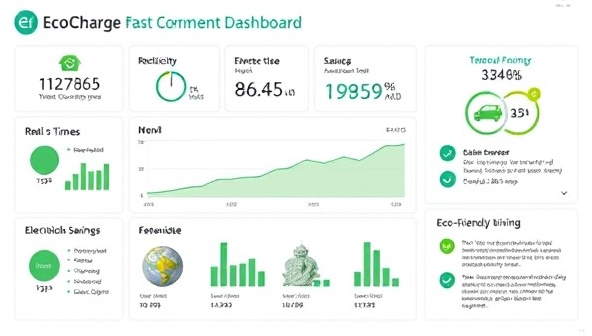 An infographic visualizing a digital carbon footprint dashboard displaying real-time data on electricity consumption, emissions savings, and eco-friendly driving behaviors for an electric vehicle owner, illustrating the environmental impact tracking capabilities of the EcoCharge Tracker subscription service.