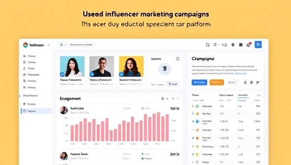 An interactive dashboard displaying influencer profiles, engagement metrics, and collaboration tools, with a sleek and user-friendly interface, illustrating the efficiency and convenience of using the platform for influencer marketing campaigns.