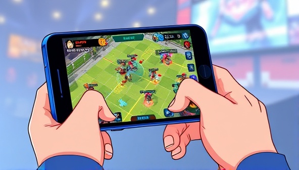 An illustration of a gamer using the Game Genius AI app on a smartphone, with the AI assistant providing real-time tips and strategies overlaid on the game screen, enhancing the player's performance and gaming experience, showcasing the convenience and support offered by the app.