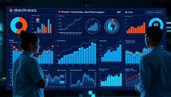 An image of a digital dashboard displaying real-time health data analytics charts and insights, with healthcare professionals analyzing trends and patient outcomes to make informed decisions, symbolizing the power of data-driven healthcare solutions for improved decision-making.