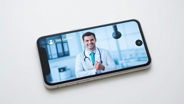 A smartphone displaying a virtual medical consultation with a doctor, showcasing a seamless and convenient healthcare experience for the user.