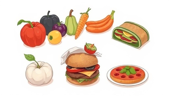 A thought-provoking digital illustration showcasing an array of rescued surplus food items, such as imperfect produce, surplus bakery goods, and rescued meals, symbolizing the concept of food waste reduction and sustainable consumption practices.