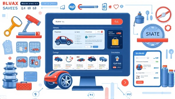An engaging digital illustration showcasing a virtual car parts marketplace interface with a wide selection of products, interactive search filters, secure checkout options, and customer reviews, illustrating the convenience and variety offered by the online platform.