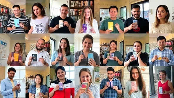 A collage of local micro-influencers showcasing products and services from various local businesses in an authentic and engaging way, reflecting the diversity and impact of localized influencer marketing.