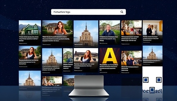 An artistic representation of a digital platform interface showcasing various niche real estate blogs with vibrant visuals and engaging content, illustrating the diverse and specialized topics covered on NicheRealty Blogs and the interactive community it cultivates.