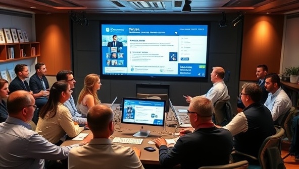 A vibrant online community setting with tax experts and users engaging in discussions and sharing tax tips and advice, symbolizing collaboration, expertise, and support.