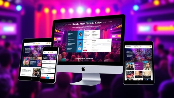 A dynamic event microsite design displayed on multiple devices, featuring interactive event schedules, registration forms, and engaging visuals, capturing the essence of a vibrant and engaging event experience, enticing potential clients to elevate their event marketing efforts.