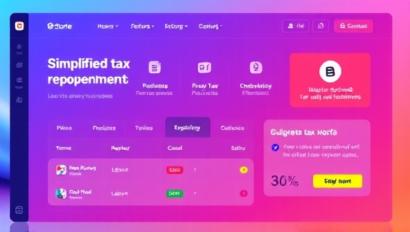 An engaging software interface mockup showcasing simplified tax reporting features, intuitive navigation, and personalized tax-saving suggestions tailored for freelancers, with vibrant colors and modern design elements, reflecting efficiency and ease of use.