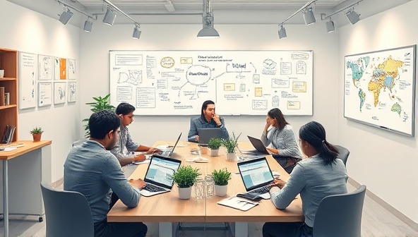 An artistic representation of a virtual writing co-working space filled with writers typing on laptops, sharing ideas on virtual whiteboards, and engaging in collaborative discussions, fostering a sense of creativity, productivity, and community among writers.