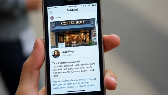 A smartphone screen displaying a personalized ad for a nearby coffee shop based on the user's location, showcasing the relevance and immediacy of geotargeted advertising.