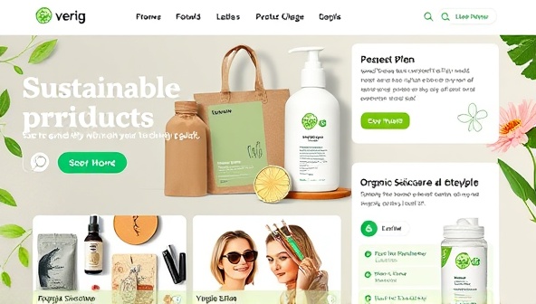 An online marketplace homepage showcasing a variety of sustainable products, from reusable straws to organic skincare, with vibrant eco-friendly branding and testimonials from satisfied customers, promoting a greener lifestyle.
