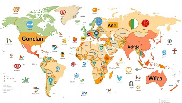 An artistic representation of a world map overlaid with diverse language symbols and cultural motifs, illustrating the interconnectedness of languages and the importance of accurate translation and localization services in bridging global communication gaps.