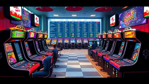 A captivating visual showcasing a dynamic online arcade environment with players competing in various skill-based games, earning cash prizes and trophies, surrounded by vibrant graphics and a virtual leaderboard, capturing the competitive and rewarding spirit of ArcadeSkillz CashZone.