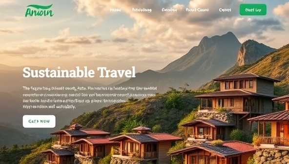 A visually stunning blog post showcasing a sustainable travel destination with eco-friendly accommodations, local community initiatives, and breathtaking natural landscapes, inspiring readers to explore the world responsibly and sustainably.