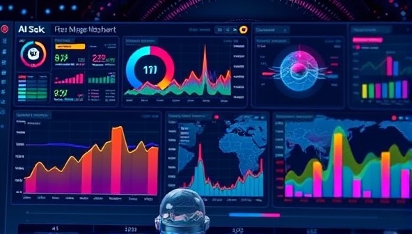 An illustration showing a futuristic dashboard with AI algorithms analyzing financial data in real-time, with vibrant graphs and charts displaying key insights, symbolizing cutting-edge financial analysis.