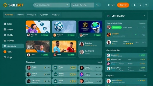 A dynamic marketplace interface displaying a range of skill-based challenges, player profiles, and live betting matches, creating a competitive and interactive environment within the SkillBet Exchange platform.