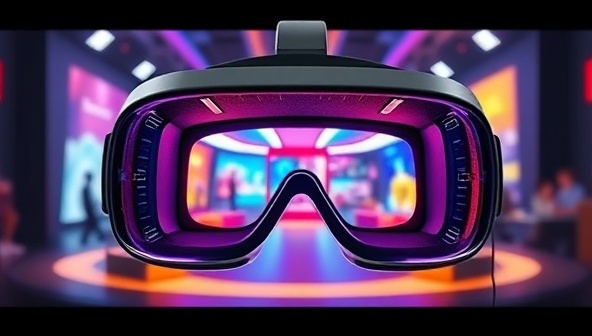 An immersive VR headset displaying a vibrant and interactive virtual environment, symbolizing the consultancy's ability to transport audiences into captivating brand experiences.