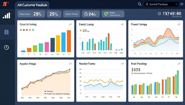 An insightful dashboard display showing customer feedback trends, sentiment analysis graphs, and real-time data visualizations, illustrating the power of AI in understanding and optimizing customer experiences.