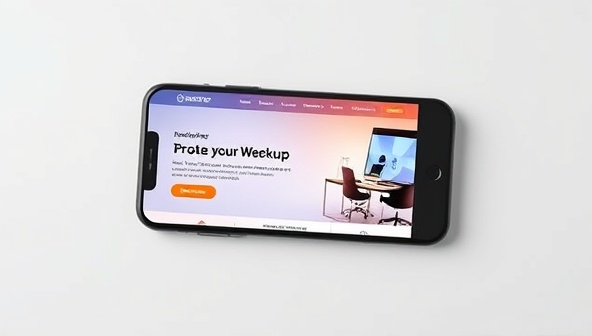 A visually appealing mockup of a website displayed on a sleek smartphone screen, featuring smooth navigation, clear call-to-action buttons, and responsive design elements, illustrating the essence of mobile-first web design and user-friendly interfaces.