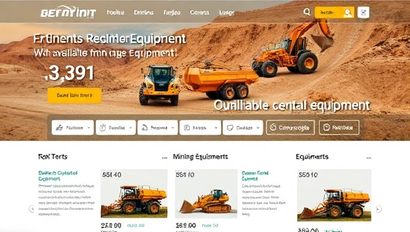 An online platform interface showcasing a variety of mining equipment available for rent, with clear descriptions, pricing, and rental terms, highlighting the convenience and cost-effectiveness of equipment rental.