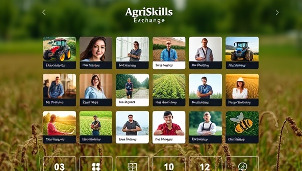 An online platform interface showcasing a diverse range of agricultural services offered by skilled professionals, from tractor operations to beekeeping services, symbolizing the expertise and efficiency of AgriSkills Exchange in connecting farmers with reliable labor solutions.