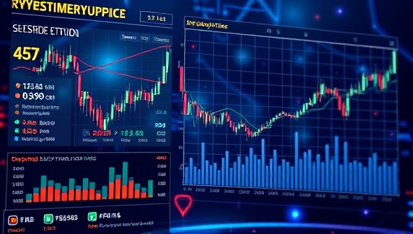 A futuristic digital interface displaying real-time cryptocurrency prices and predictions, with dynamic charts and graphs symbolizing financial technology and innovation.