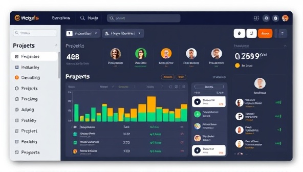 An online construction project collaboration platform interface featuring a project dashboard with progress trackers, team member profiles, and document sharing capabilities, showcasing the platform's intuitive design and collaborative features for seamless project coordination and communication.