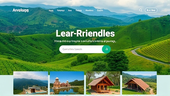 An eco-friendly travel marketplace homepage featuring a variety of sustainable travel offerings, from eco-lodges and wildlife tours to community-based experiences and conservation projects, set against a backdrop of lush green landscapes and vibrant local cultures, inviting travelers to explore responsibly and make a difference through their journeys.