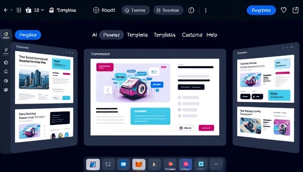 An interactive design platform displaying AI-powered templates adjusting and customizing based on user inputs, with dynamic design elements and intuitive controls, illustrating the futuristic and efficient design process with AI technology.