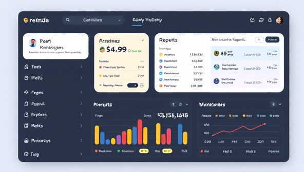 An interface mockup of a user-friendly rental management platform showing automated rent reminders, maintenance requests, and financial reports, demonstrating the efficiency and convenience of the system.
