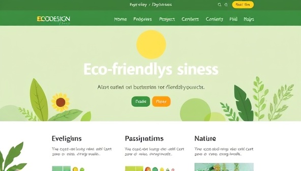 An artistic representation of a website homepage for an eco-friendly business created by EcoDesign Studios, featuring nature-inspired graphics, sustainable color schemes, and eco-conscious messaging, reflecting the green and environmentally friendly ethos of the design studio.
