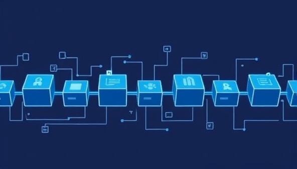 An illustrative image showing a chain of interconnected blocks representing a secure and transparent audit trail, with financial data flowing through the blockchain network, symbolizing trust and integrity in financial record-keeping.
