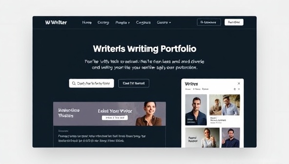 A sleek digital mockup of a user-friendly writing portfolio creation interface with drag-and-drop elements, customizable themes, and interactive previews, showcasing the versatility and professionalism of the digital tool for writers.