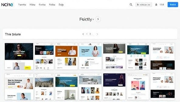 An online marketplace interface displaying a grid of niche-specific web design templates, each with a distinct visual style and theme related to industries like fashion, technology, or wellness, emphasizing variety and customization options.